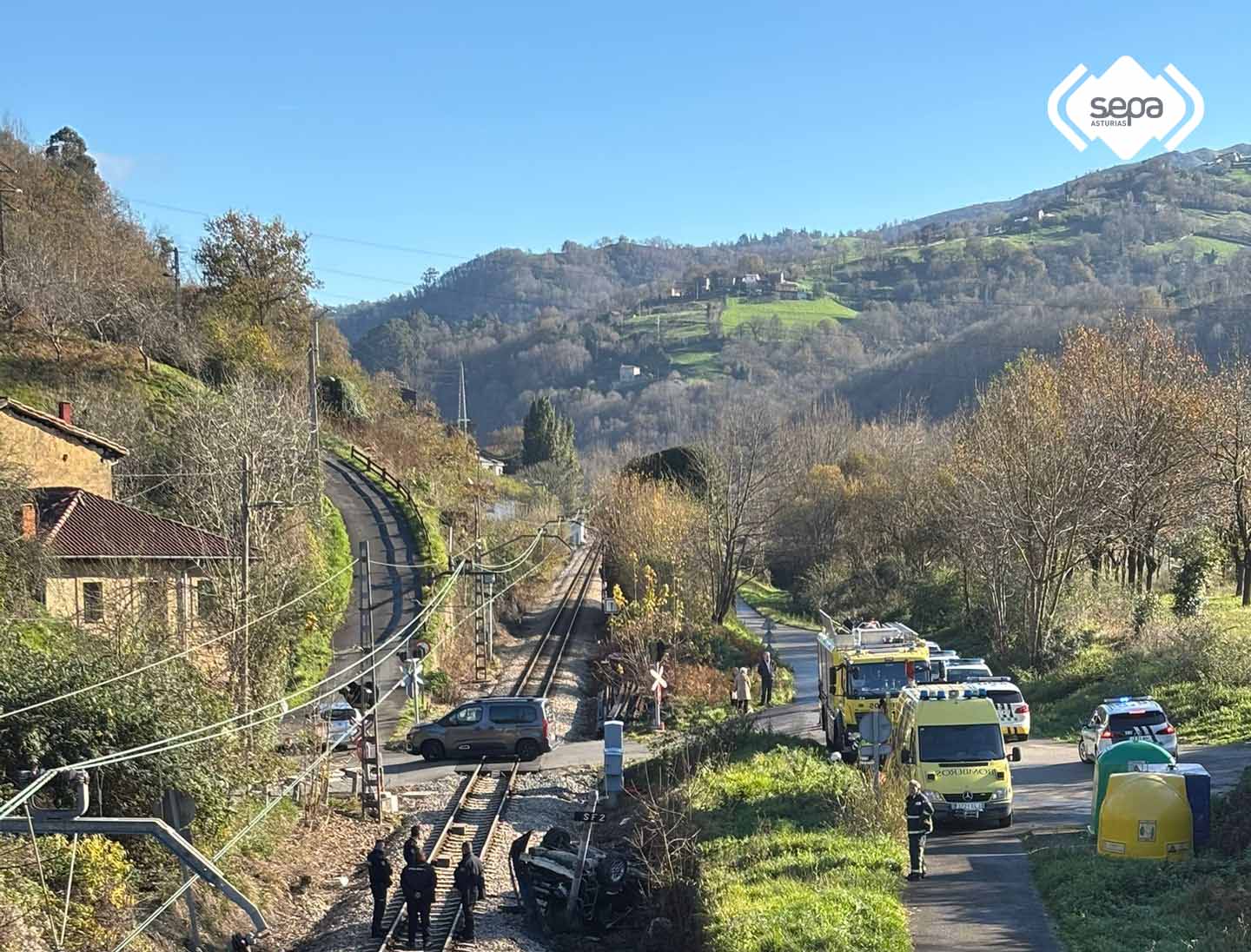 Lugar del accidente en Langreo.